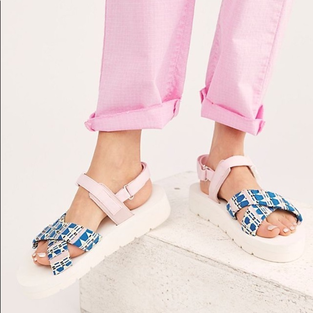 Free People White Chunky Platform Buckle La Paz Sandals